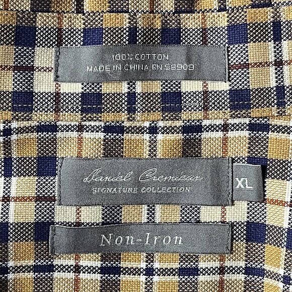 Daniel Cremieux Signature Collection Men Long Sleeve Shirt XL Brown Blue Plaid - Picture 4 of 10
